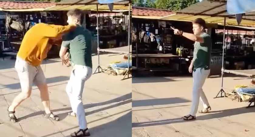 Bójka na targowisku miejskim w Toruniu. Fot. YouTube