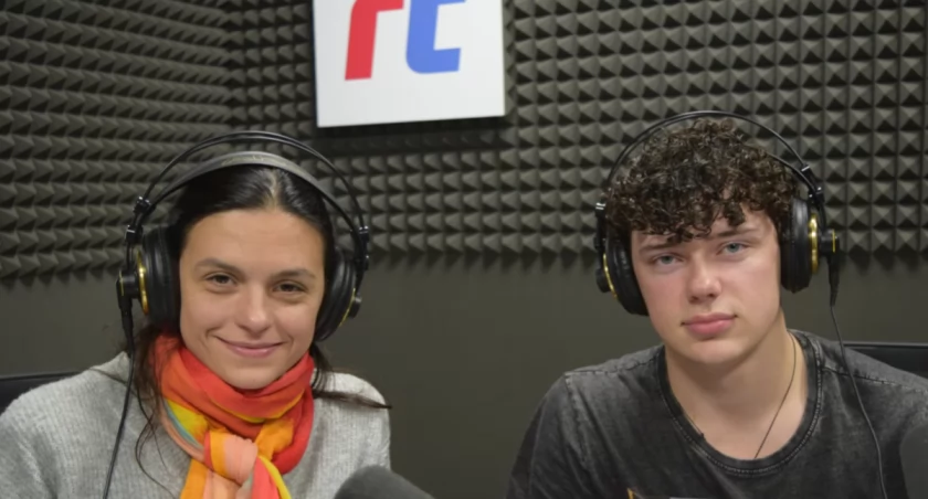 Anna Borovyk i Yehor Chobitko w Radiu Toruń, fot. Bartosz Fryckowski / ototorun.pl