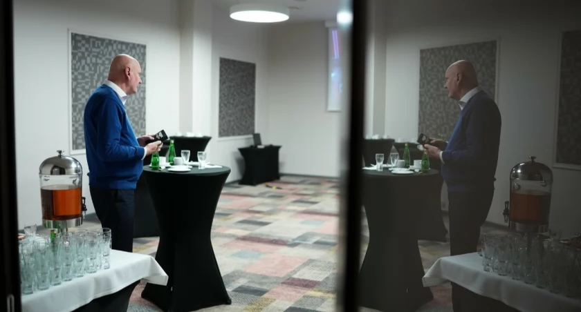 Michał Zaleski w hotelu Filmar. Fot. Grzegorz Olkowski