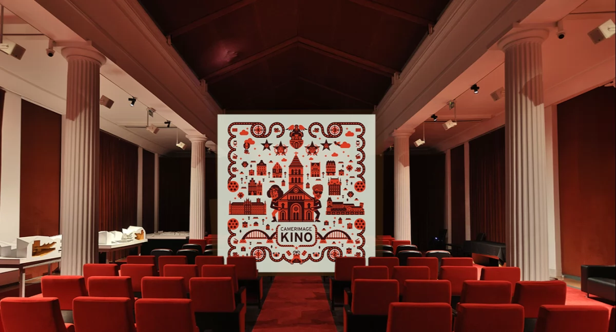 Autor plakatu: Jan Kallwejt, Zdjęcie wnętrza kina: SK-Foto Sławek Kowalski