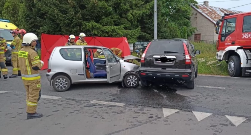 Śmiertelny wypadek w Łubiance, fot. KM PSP Toruń