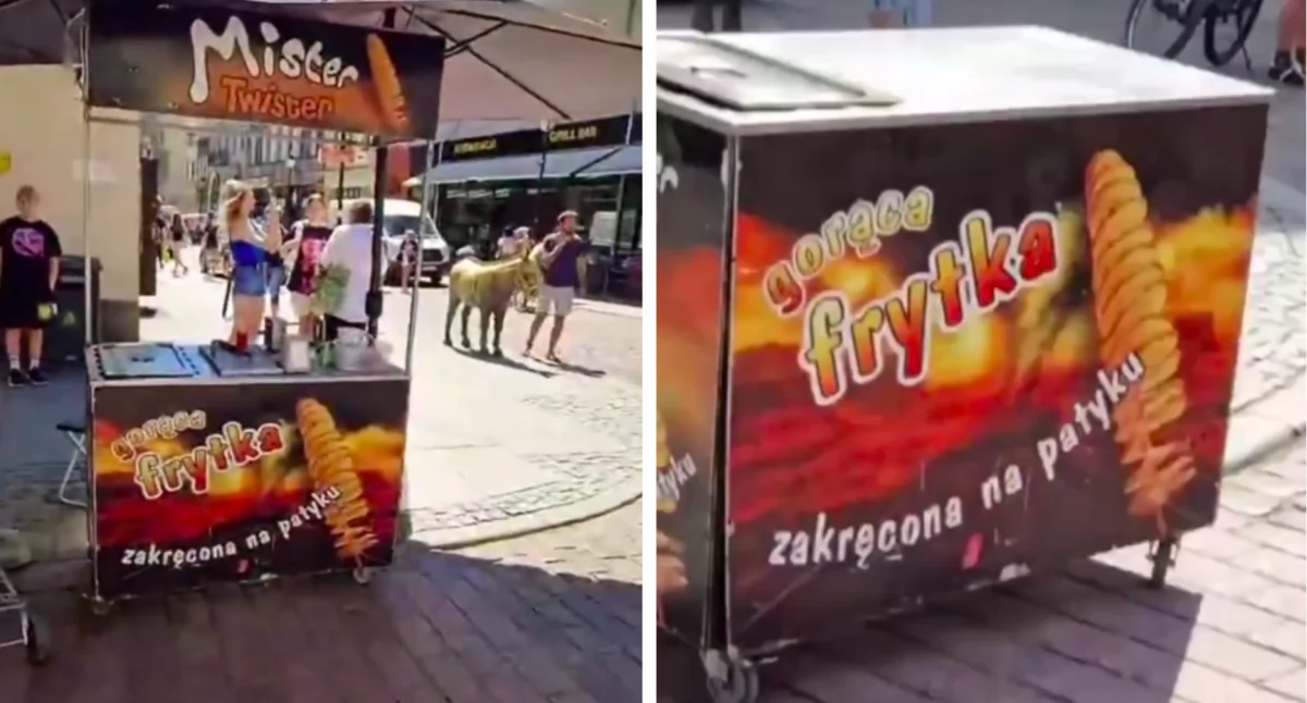 Stoisko Mister Twister w centrum Torunia, fot. kadry z kanału Kiełpiński Konkretnie