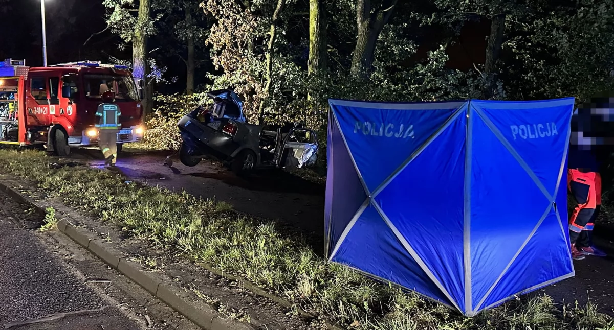 Wypadek przy Szosie Bydgoskiej w Toruniu, fot. KM PSP Toruń