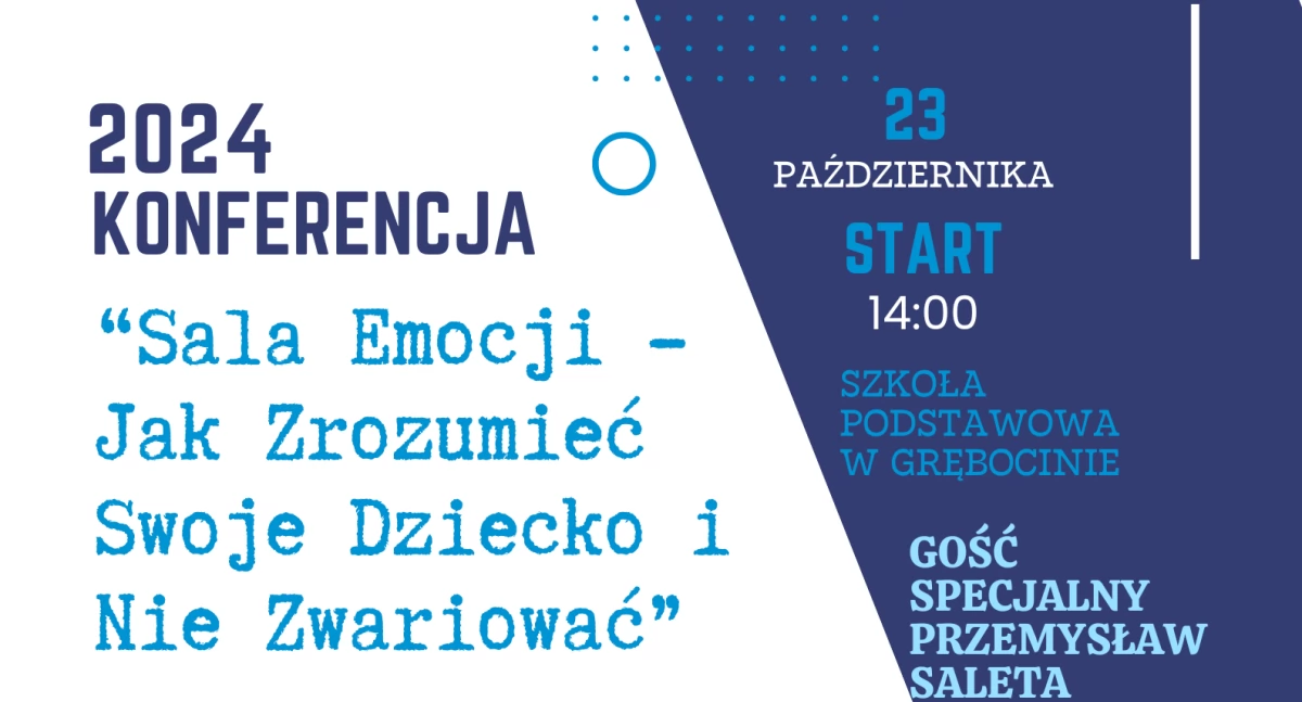 Plakat promujący konferencję „Sala emocji – Jak zrozumieć swoje dziecko i nie zwariować” w Grębocinie, fot. UG Lubicz