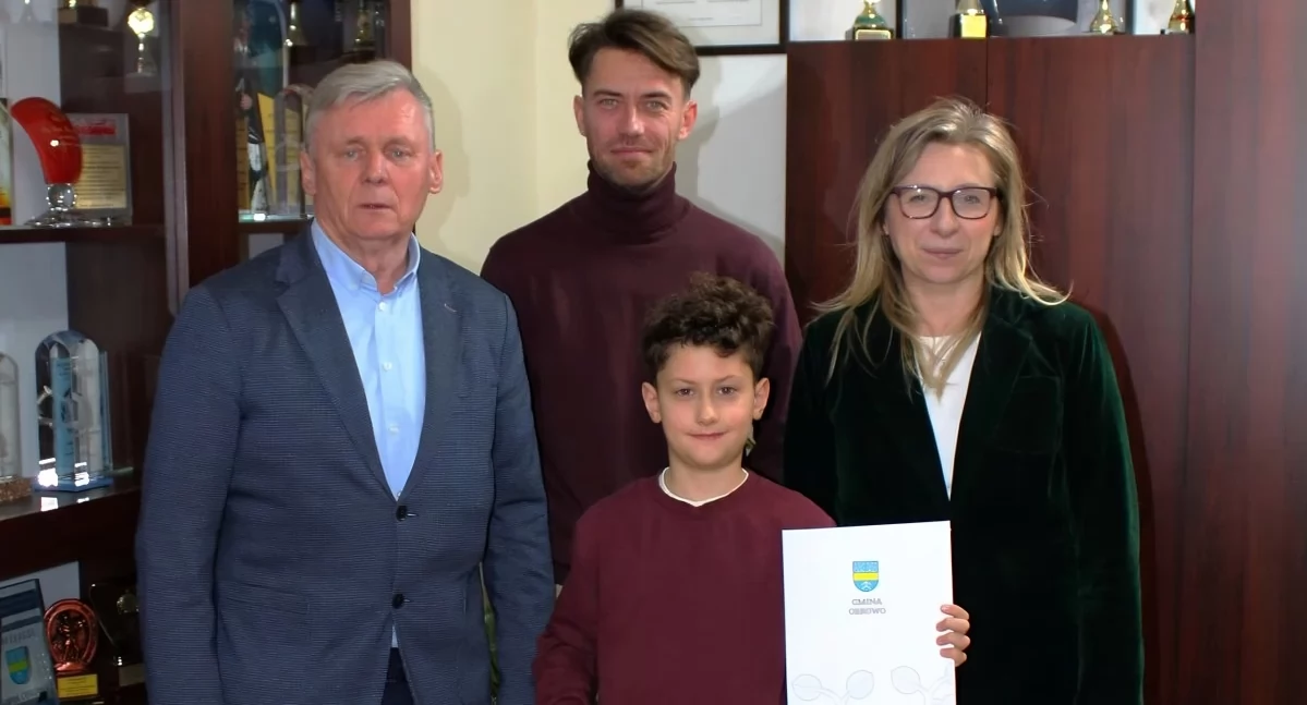 Witek Stępczyński podczas wizyty w Urzędzie Gminy Obrowo, fot. UG Obrowo