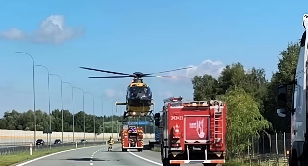 Wypadek w Lubiczu Dolnym pod Toruniem, fot. KM PSP Toruń