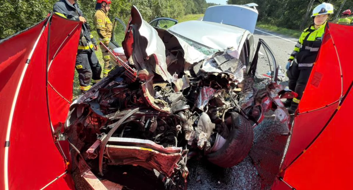 Śmiertelny wypadek na drodze śmierci, fot. OSP Solec Kujawski