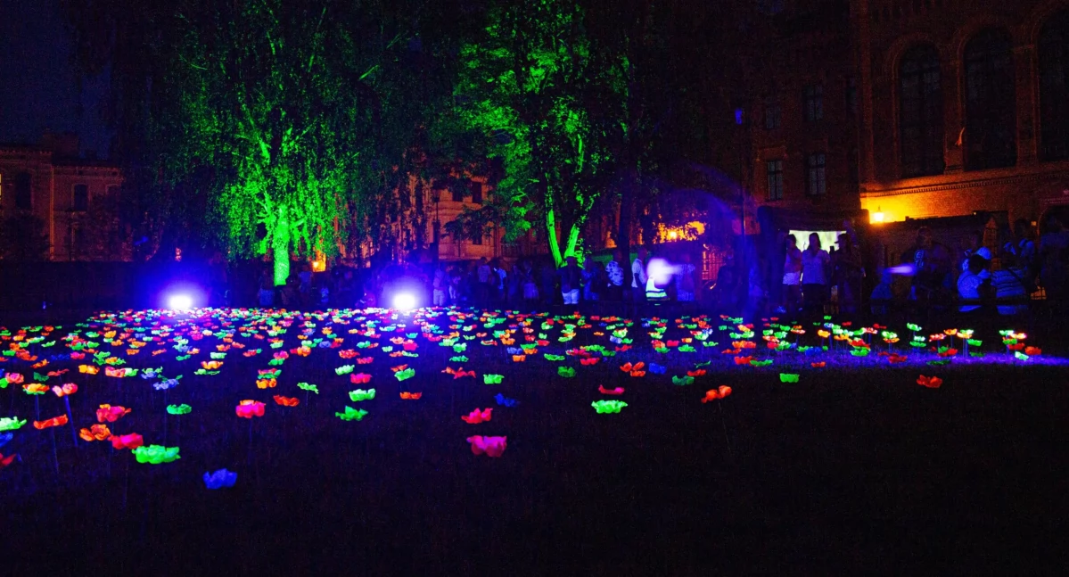 Instalacja „Łąka marzeń”, fot. Światłoczuły Festiwal