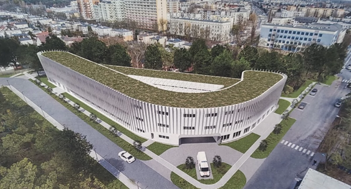 Nowy budynek zespołu poradni specjalistycznych w kompleksie Wojewódzkiego Szpitala Zespolonego w Toruniu, wizualizacja, graf. KPIM