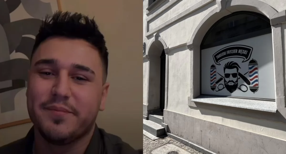Bedirhan Çeri i jego salon fryzjerski przy ul. Prostej w Toruniu, fot. Prywatne archiwum oraz Bartosz Fryckowski / ototorun.pl