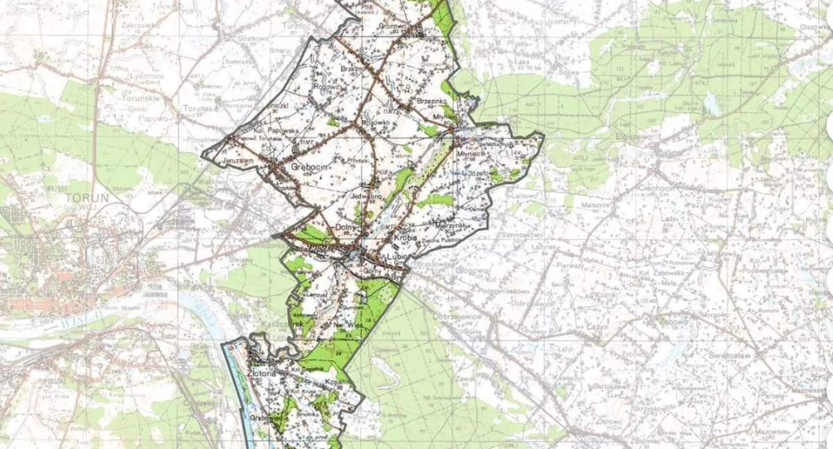 Mapa gminy Lubicz z Geoportalu, fot. Geoportal