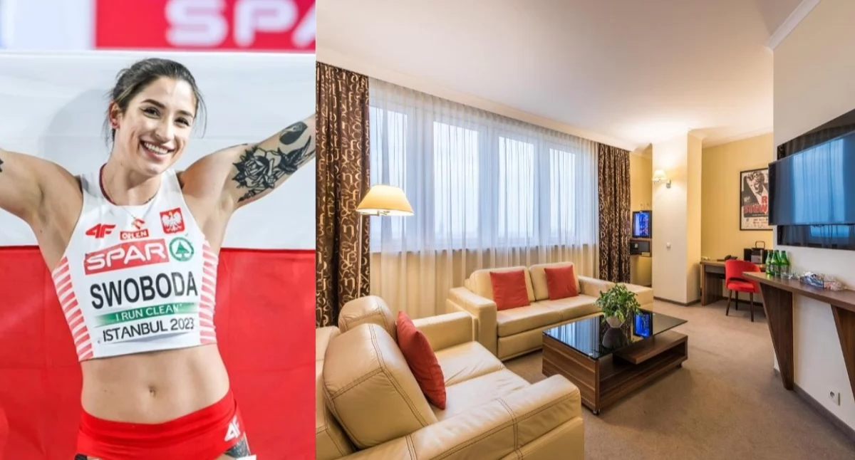 Ewa Swoboda i pokój w hotelu Filmar, fot. Paweł Skraba oraz hotelfilmar.pl
