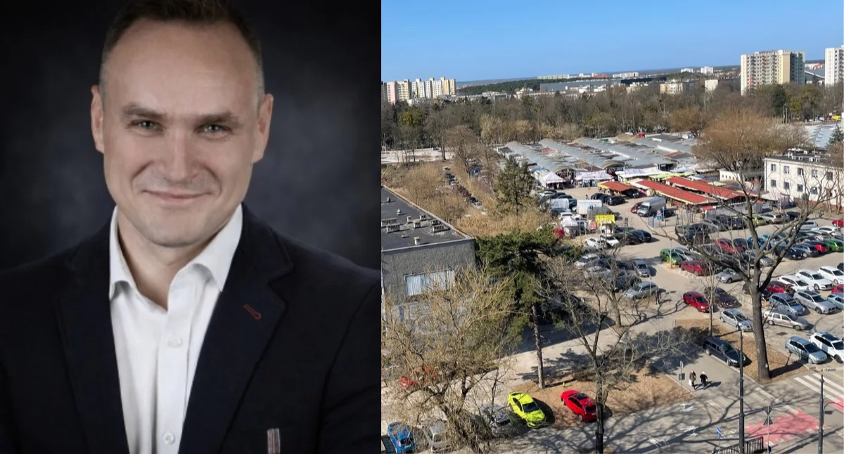 Tomasz Liczbik i targowisko miejskie przy ul. Szosa Chełmińska, fot. linkedin.com oraz ototorun.pl