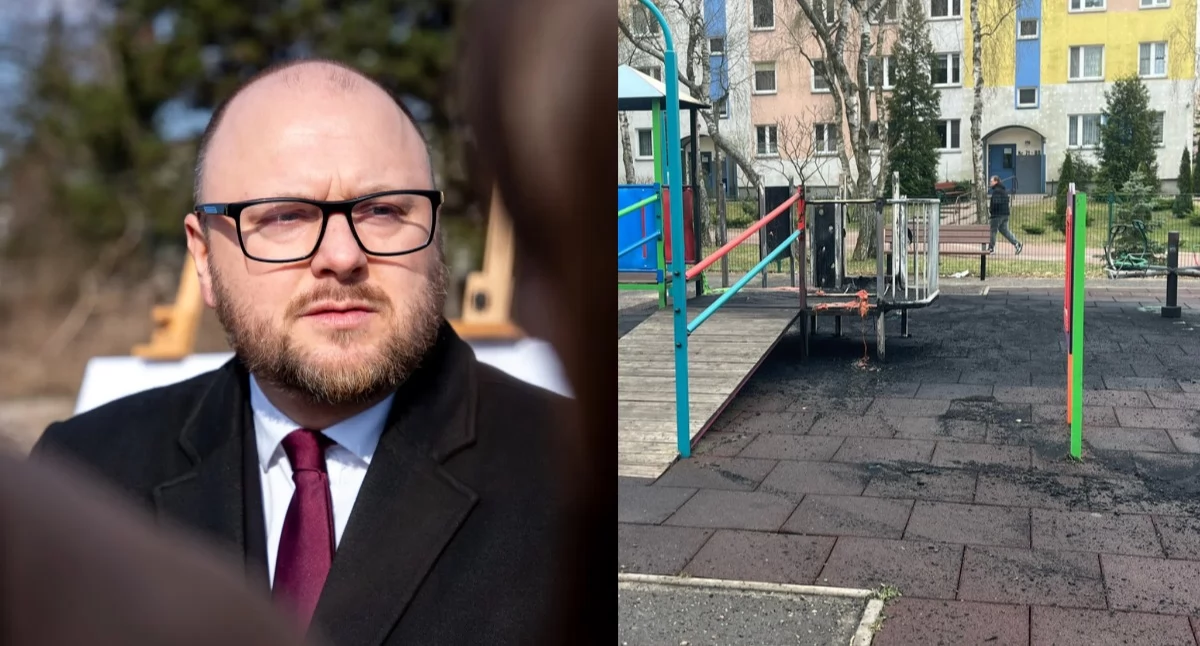 Prezydent Paweł Gulewski i plac zabaw, fot. UM Toruń oraz Bartosz Fryckowski / ototorun.pl