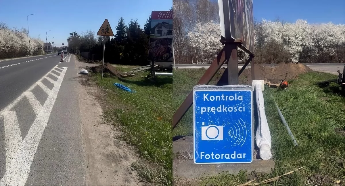 Montaż fotoradaru w Czarnowie pod Toruniem, fot. Krystyna Gajdemska