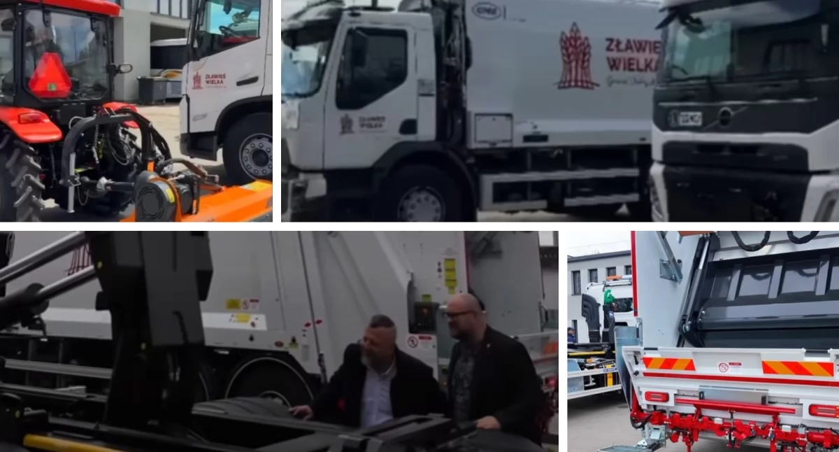 Śmieciarki i traktor dotarły do gminy Zławieś Wielka, fot. UG Zławieś Wielka