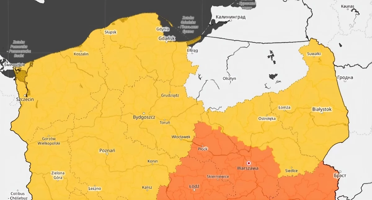 Prognoza ostrzeżeń IMGW na piątek, fot.IMGW