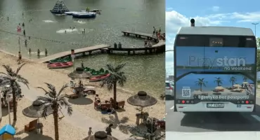 Hawaje 40 km od Torunia. Rajska plaża reklamuje się na autobusach MZK